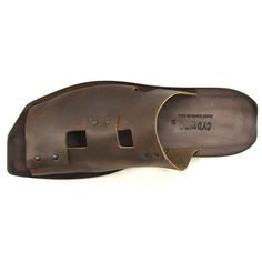 Designer Leather Slides With Single Toe Strap, Classic Leather Slides With Single Toe Strap, Designer Brown Leather Slides, Designer Leather Slides In Brown, Summer Sandals With Leather Sole And Oiled Leather, Modern Brown Leather Slides, Brown Slides With Leather Lining And Single Toe Strap, Cydwoq Sandals, Cydwoq Shoes