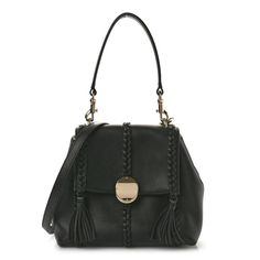 This is an authentic CHLOE Grained Calfskin Small Penelope Soft Shoulder Bag in Black. This stylish satchel is beautifully crafted of black calfskin leather. It features a leather top handle, a crossbody leather shoulder strap with brass hardware, and a brass flip lock closure. The bag opens to a fabric interior with a zipper pocket. Shoulder Bag Black, Brass Hardware, Bag Straps, Leather Top, Top Handle, Zipper Pocket, Calf Skin, Chloe, Crossbody Bag