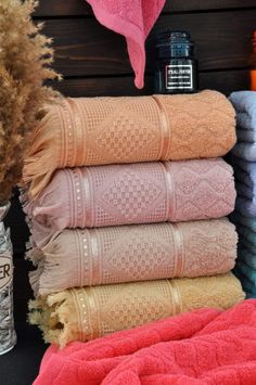 towels are stacked on top of each other