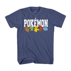 a blue shirt with pokemon on it