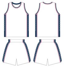 the front and back views of a basketball uniform, with two sides facing each other