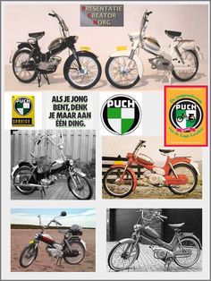 several different types of motorbikes are shown