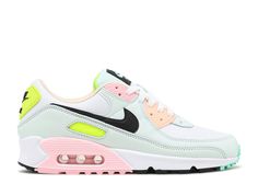 Wmns Air Max 90 'Easter' - Nike - CZ1617 100 - white/volt/green glow/black | Flight Club Colorful Sneakers Women, Preppy Sneakers, Colorful Sneakers, Flight Club