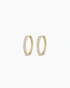 Diamond 15 mm Hoops – gorjana Timeless Stackable Jewelry With Round Cut, Fine Jewelry Stackable Hoop, Fine Jewelry Stackable Hoop Earrings, Dainty Stackable 14k Gold Earrings, Dainty 14k Gold Stackable Earrings, Dainty Yellow Gold Huggie Jewelry, Dainty Small Hoop Jewelry For Anniversary, Modern Tarnish-resistant Round Cut Jewelry, Modern Jewelry With Stackable Round Cut