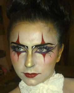 Halloween Clownmakeup, Harlequin Makeup, Jester Makeup, Halloween Circus, Carnival Makeup, Avant Garde Makeup, Theatrical Makeup