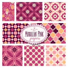 the moroccan pink paper collection is available in several different colors and patterns, including flowers