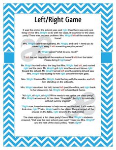 a blue and white chevron pattern with the words left / right game