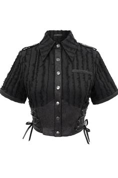 Back to School Sale Punk Shirts, Punk Top, Rock Style Outfits, Short Noir, Gothic Shirts, Black Short Sleeve Shirt, Short Blouses, Womens Black Shorts, Short Shirt