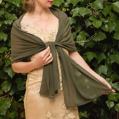 Luxury Green Khaki Battle Green Moss Basil Chiffon Wrap Shawl - Etsy Comunion Dress, Prom Garters, Organza Bridal, Olive Wedding, Filipiniana Dress, Luxury Green, Wedding Shrug, Bridal Cover Up, Bolero Wedding