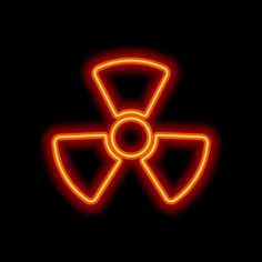 a neon sign with a radioactive symbol on it