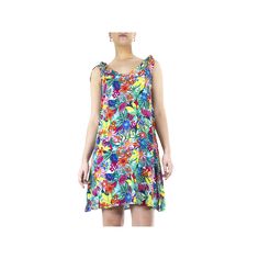 This women's Nina Leonard dress, with feminine and flirty details, will be your go-to for the spring and summer months.Click on this WOMEN'S GUIDE to find the perfect fit and more! Tie accents at shoulder V-neck Sleeveless UnlinedFIT & SIZING 37-in. approximate length from shoulder to hem Relaxed fit Knee lengthFABRIC & CARE Rayon Machine wash - Delicate Imported Size: X Large. Color: Dragon Fruit Team. Gender: female. Age Group: adult. Pattern: Pattern. Multicolor Ruffled Sundress For Summer, Spring Tropical Sleeveless Sundress, Tropical Mini Dress For Summer Day Out, Sleeveless Tropical Print Mini Dress For Garden Party, Sleeveless Tropical Print Mini Dress For Summer, Spring Sleeveless Tropical Dresses, Tropical Sleeveless Dress With Ruffles, Spring Beachwear Dresses With Ruffles, Multicolor Knee-length Summer Mini Dress