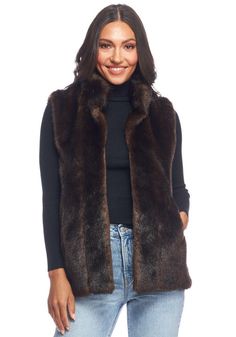 Sable Faux Fur Hook Vest Sleeveless Mink Outerwear With Faux Fur Lining, Sleeveless Fur Coat With Faux Fur Lining For Fall, Sleeveless Fur Coat With Faux Fur Trim For Fall, Sleeveless Faux Fur Coat For Fall, Brown Faux Fur Trim Vest For Fall, Brown Vest With Faux Fur Trim For Fall, Sleeveless Faux Fur Coat, Sleeveless Fur Coat With Faux Fur Trim, Sleeveless Faux Fur Coat With Fur Trim