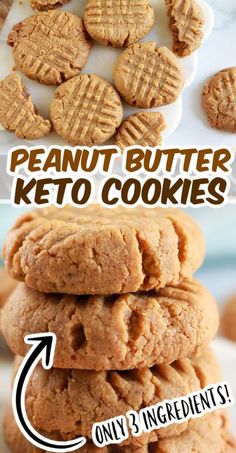 peanut butter keto cookies stacked on top of each other