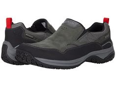 Dunham Cloud Plus Waterproof Slip-On - Men's Shoes : Grey : Step out an conquer rough terrain in the Dunham Cloud Plus Waterproof Slip-On. Slip on construction in a round toe silhouette. Slip-resistant, non-marking rubber outsoles: ASTM F1677, Mark II in wet/dry conditions. Seam-sealed construction with waterproof materials resists against water absorption. Waterproof membrane creates an interior barrier to moisture. Breathable upper mesh and leather combination enhances comfort in warm conditio Outdoor Moc Toe Slip-resistant Walking Shoes, Slip-resistant Moc Toe Walking Shoes For Outdoor, Belly Dance Outfit, Slip Resistant Shoes, Dance Outfit, Best Shoes For Men, Shoes Grey, Water Absorption, Mens Fashion Shoes