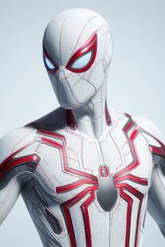 a white spider - man with red lines on his chest