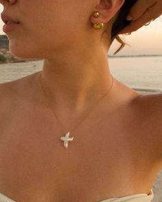 Pearl Cross Necklace – Joiana Jewelry Pokemon Jewelry, Pearl Cross Necklace, Surf Jewelry, Preppy Jewelry, Bling Shoes, Handle With Care, Gold Cross Necklace, Small Crosses