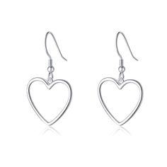 PRICES MAY VARY. MATERIAL: These heart drop earrings are made of real 925 sterling silver with S925 stamped, not only the earrings post, but the whole earrings are made of 925 sterling silver, which really makes the whole earrings nickel free, lead-free, hypoallergenic, and don't cause any allergic reaction and don’t turn your skin green. These earrings suit anyone including people who have sensitive skins. SURFACE PLATING: These earrings main material is 925 sterling silver, the surface is elec Silver Heart Drop Earrings For Valentine's Day, Silver Open Heart Earrings With Ear Wire, Minimalist Sterling Silver Round Heart Earrings, Silver Open Heart Earrings For Mother's Day, Valentine's Day Silver Heart Drop Earrings, Silver Heart Charm Earrings For Mother's Day, Silver Heart Drop Earrings For Mother's Day, Silver Minimalist Heart Dangle Earrings, Nickel-free White Gold Earrings For Valentine's Day