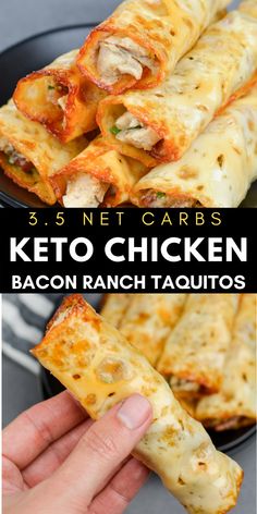 three photos showing different types of keto chicken and bacon ranch naquitass