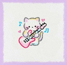 a drawing of a cat playing the guitar