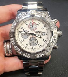 Silver Luxury Chronograph Watch For Anniversary, Luxury Silver Chronograph Watch For Anniversary, Luxury Silver Diamond Watch With Tachymeter, Luxury Diamond Chronograph Watch For Formal Events, Silver Diamond Watch With Tachymeter, Timeless Silver Diamond Watch With Tachymeter, Luxury White Gold Chronograph Watch With Chronometer, Luxury Diamond Watch With Chronometer, Luxury White Gold Chronograph Watch