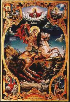 an image of jesus riding on the back of a horse with other images around it