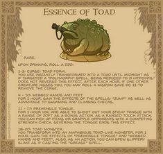 an image of a frog with the words'essence of toad'on it