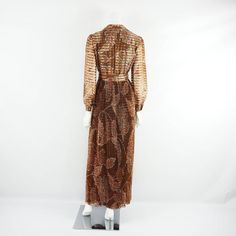 Oscar de la Renta Rust Print Silk Organza Gown - 6 - Circa 60's For Sale at 1stdibs Organza Gown, Organza Gowns, Silk Organza, Rust Color, Waist Tie, Silk Printing, Evening Dresses, Rust, Overalls