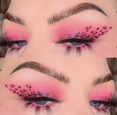 Animal Print Eye Makeup, Pink Cheetah Makeup, Cheta Print Make Up, Pink Leopard Makeup, Pink Panther Makeup, Halloween Makeup Pink, Pink Leopard Costume, Pink Panther Costume, Leapord Make Up Halloween