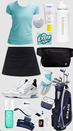 the contents of a woman's tennis outfit are shown