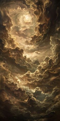 a painting of clouds in the sky