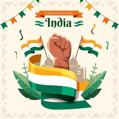 Flat india independence day illustration... | Free Vector Independence Day Poster, Independance Day, Indian Crafts