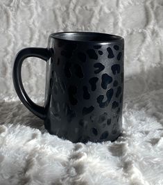 Leopard Stoneware Mug - createdbykierst Leopard Mug, Black And White Coffee, White Coffee Cups, Bottle Decor, Love Coffee, Decorative Blankets, Black White Gold, Stoneware Mugs, Funny Coffee Mugs