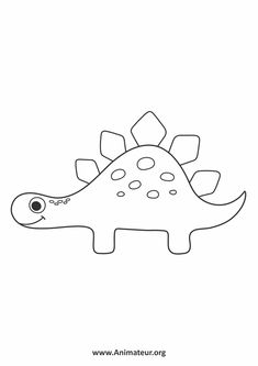 a drawing of a dinosaur that is outlined in black and white