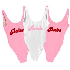 What's a bride without her babes? These matching retro swimsuits will make a statement all season long whether you're poolside or headed to the beach! -------------------------------------------------------------------------------------------- WORDING DETAILS: - Design is permanent and hand wash only and air dry - Write Wording in the space provided! -------------------------------------------------------------------------------------------- SWIMSUIT DETAILS: - California fit, low back and high Squad Swimsuit, Retro Bride, Brides Babes, Straw Hat Beach, Retro Swimsuit, Bride Squad, Summer Soiree, Custom Sweatshirts, One Piece For Women