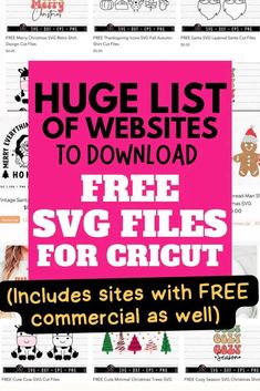 the huge list of web sites to download free svg files for cricut