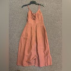 New Never Used No Tag Casual Midi Dress For Date Night, Casual Brown Midi Dress For Brunch, Casual Brown Maxi Dress For Date Night, Brunch Midi-length Sundress, Casual Knee-length Sundress For Date Night, Sundress Style Midi Dress For Date Night, Brown Dress, Express Dresses, Midi Dress