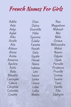 the french names for girls are shown