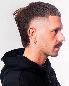 Cropped Mullet Hair Men, Modern Mohawk Men Shaved Sides, Guys Edgar, Edgar Mullet Haircut, French Crop Mullet, Short Curly Mohawk, Haircut Mullet, Fade Haircut Designs