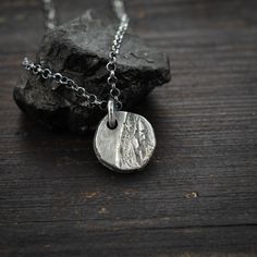 Handmade Sterling Silver 925 Necklace. The silver necklace was oxidized to create more antique rustic look. It is a unisex necklace so it fits both men and women. ❤ Every piece is a unique artwork carefully crafted by my own hands. Because of this, every piece is unique. So there might be slight variations in shape or color. You can choose different Silver chain length for this pendant or if you like you can choose Adjustable black cotton cord instead. ✦ Shipping: All my jewelry comes with Free Rustic Sterling Silver Engraved Necklaces, Rustic Oxidized Pendant Necklace, Rustic Silver Necklace For Gift, Rustic Sterling Silver Engraved Necklace, Mens Handmade Jewelry, Christmas Boyfriend, Pendant Minimalist, Moon Phases Necklace, Crescent Necklace