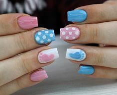 Baby Shower Nails, Girls Nails, Nails Designs, Cute Acrylic Nails, Green Nails, Blue Nails