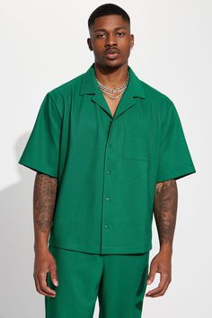 Model Height: 6'1 - Wearing Large Big & Tall: Height 6'5 - Wearing XXL Available In Green. Cuban Collar Short Sleeve Front Button Closure Left Chest Pocket Disclaimer: Stripe Placement May Vary 96% Polyester 4% ElastanePair With "Show Up Slim Slit Pants" Or "Show Up Basketball Shorts" Imported | Mens Show Up Short Sleeve Cuban Shirt in Green size 3XL by Fashion Nova Mens Prom Outfit, Outfits Quotes, Tb Joshua, Cuban Shirt, Fashion Souls, Stylish Shirts Men, Cuban Shirts, Latest African Men Fashion, Classy Outfits Men