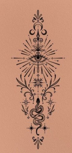 an ornate tattoo design on a pink paper