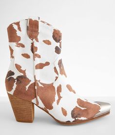 Beast Fashion Dakota Cow Print Western Ankle Boot - Brown/White US 6, Women's Cow Faux suede pull-on cowboy bootie Metal toe cap Side zip detail Cushioned footbed 8 shaft 3 heel. All man made materials.. WOMEN'S SHOE SIZE CONVERSION CHART US 5 5.5 6 6.5 7 7.5 8 8.5 9 9.5 10 11 12 EU 35-36 36 36-37 37 37-38 38 38-39 39 39-40 40 40-41 41-42 42-43 UK 3 3.5 4 4.5 5 5.5 6 6.5 7 7.5 8 9 10 *Conversion sizes may vary. Available in whole and half sizes. Apparel & Accessories > Shoes Print Boots Outfit, Cow Outfits, Boots Outfit Ankle, Western Ankle Boots, Faux Fur Boots, Boot Print, Swag Shoes, Brown Ankle Boots, Shoe Print