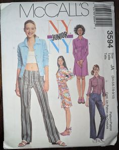 Uncut McCall's NY Junior Sewing Pattern #3594 for Junior's Shirt-Dresses, Shirt and Low Rise Pants. Sizes 3/4-9/10. Pattern is uncut and factory folded.  Outer envelope may show discoloration, wear and/or have creases or small tears due to age, handling or storage.  Pattern has never been used or unfolded. The photos are part of the description, so please have a look and contact me should you have any questions. Returns are not accepted, however, if you experience any problems, I would like to hear from you.  I want you to be happy with your purchase. This item ships free from New Jersey in 1-2 business days from date of purchase via USPS Ground Advantage. Early 2000s Fashion Aesthetic, 2000s Fashion Aesthetic, Junior Shirts, Low Rise Pants, Vogue Sewing, Mccalls Sewing Patterns, Fitted Shirt