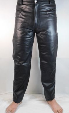 Jeans Style Pant Low Pocket / Leather Pants / Motorbike Leather Pant / Gay Leather Pants  ►About Material: For this Lace up Leather Pant we used real cowhide leather. We assure you that we use 100% original leather for our products. Grommet Are Rust Free. satin Lining will be used for this Pant. Mens Pvc Vinyl Pants, Lace Up Leather Pants, Men’s Leather Pants, Men In Pvc Pants, Black Fitted Leather Pants For Motorcycling, Black Full-length Biker Leather Pants, Motorbike Leathers, Leather Pant, Mens Trousers