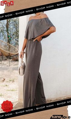 One-shoulder Fashion Off-the-shoulder Jumpsuit Summer Off-shoulder Stretch Jumpsuits And Rompers, Summer Stretch Off-shoulder Jumpsuits And Rompers, Casual One-shoulder Jumpsuit For Beach, Casual One-shoulder Jumpsuits And Rompers For Beach, Off The Shoulder Jumpsuit, Flowy Jumpsuit, Jumpsuits And Romper, Sparkly Dress, Jumpsuit Fashion