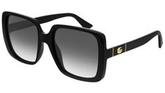 Gucci Logo sunglasses model GG0632S rectangular injection frame color code 001 shiny black with black temple and gradient grey lens. Logo Sunglasses, Red Gradient, Gucci Glasses, Sunglasses Logo, Gucci Eyewear, Gucci Logo, Havana Brown, Stylish Sunglasses, Gucci Sunglasses