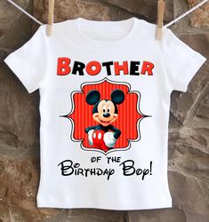 An adorable boys Mickey Mouse shirt to match the birthday boy/girl. These shirts can be customized to say anything. All shirts are 100% cotton. I use a professional heat press to transfer the image, NOT a home iron. I will personalize it with your child's name and age for no addition cost. I use high quality shirts from ARB Blanks. These are very soft shirts, not thin undershirts. Please see the size chart below for the t-shirts and choose your options in the drop down menus. *Please note heat p Heat Press Shirts, Mickey Mouse Shirt, Brother Birthday, Mickey Mouse Shirts, Say Anything, Birthday Boy, Birthday Shirt, Boy Girl, Kid Names