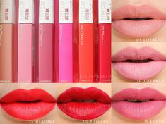 Maybelline SuperStay Matte Ink Liquid Lipstick Lip Swatches // a great affordable and long lasting liquid lipstick! @beautybyrah Trendy Nails Dark, Maybelline Superstay Matte Ink, Lipstick Tattoos, Winged Eyeliner Tutorial, Lipstick For Fair Skin