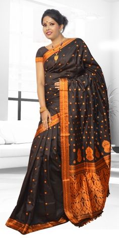 Beautiful Black colour Assam Silk Pat saree with artistic Suta Work giving a gorgeous look to the saree. This collection is perfect for any festive occasion. The Saree comes with matching blouse piece, the blouse shown in the image is just for display purpose.Slight colour variation may be there in display & actual. Black Colour, Victorian Dress